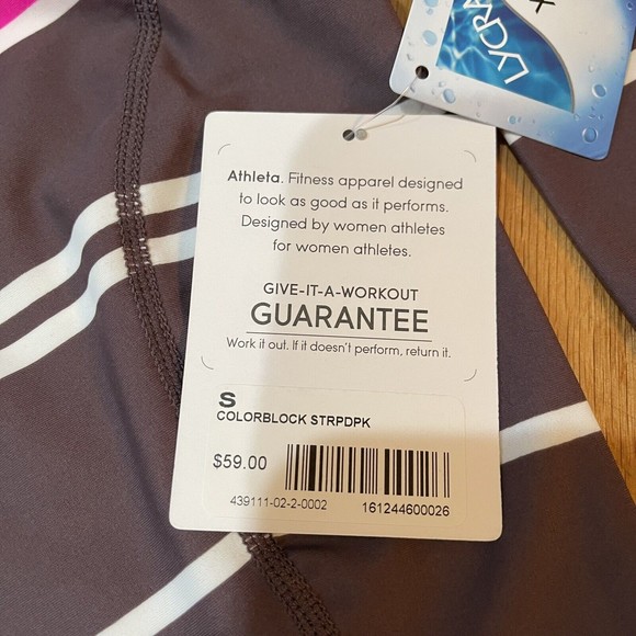 Athleta Womens Colorblock Cropped Rash Guard Striped Size SMALL S Swim Beach NEW - Picture 12 of 12